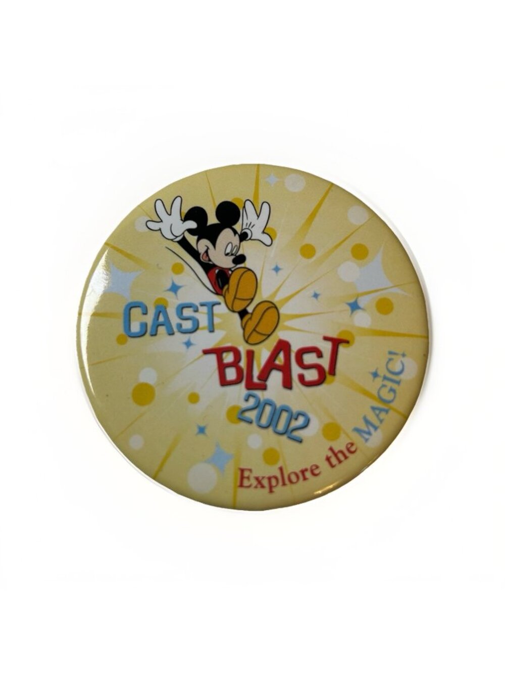 Disney Button Pin Cast Blast 2002 Explore The Magic Mickey Mouse Vintage Large
